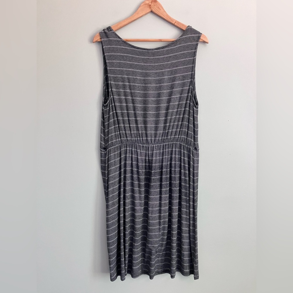 MERONA Black and White Striped  V-Neck Midi Tank Dress Size XL - Picture 6 of 11